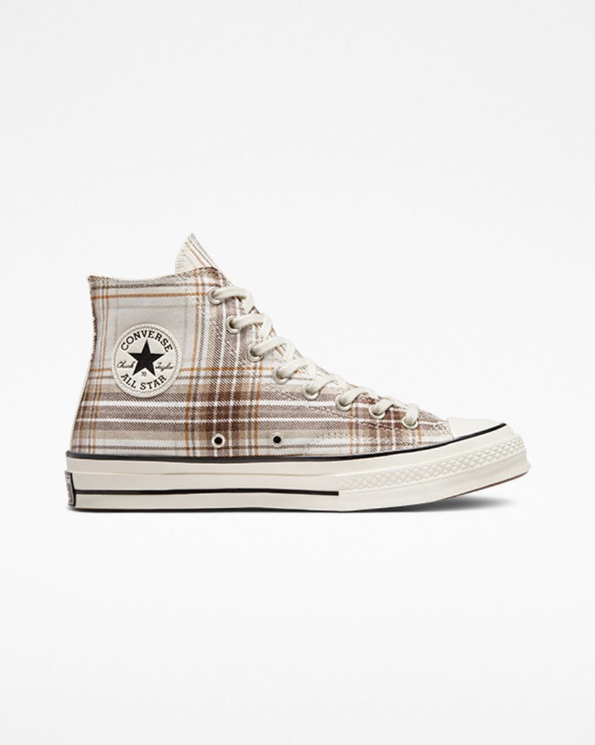 Dámské Boty Vysoké Converse Chuck 70 Tartan Béžový Černé | CZ ZHPQ69